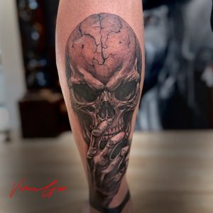 skeleton in realism black and white